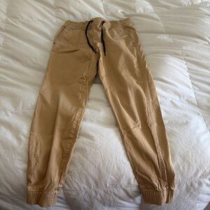 Hollister Men's Beige Joggers with Black Drawstring
